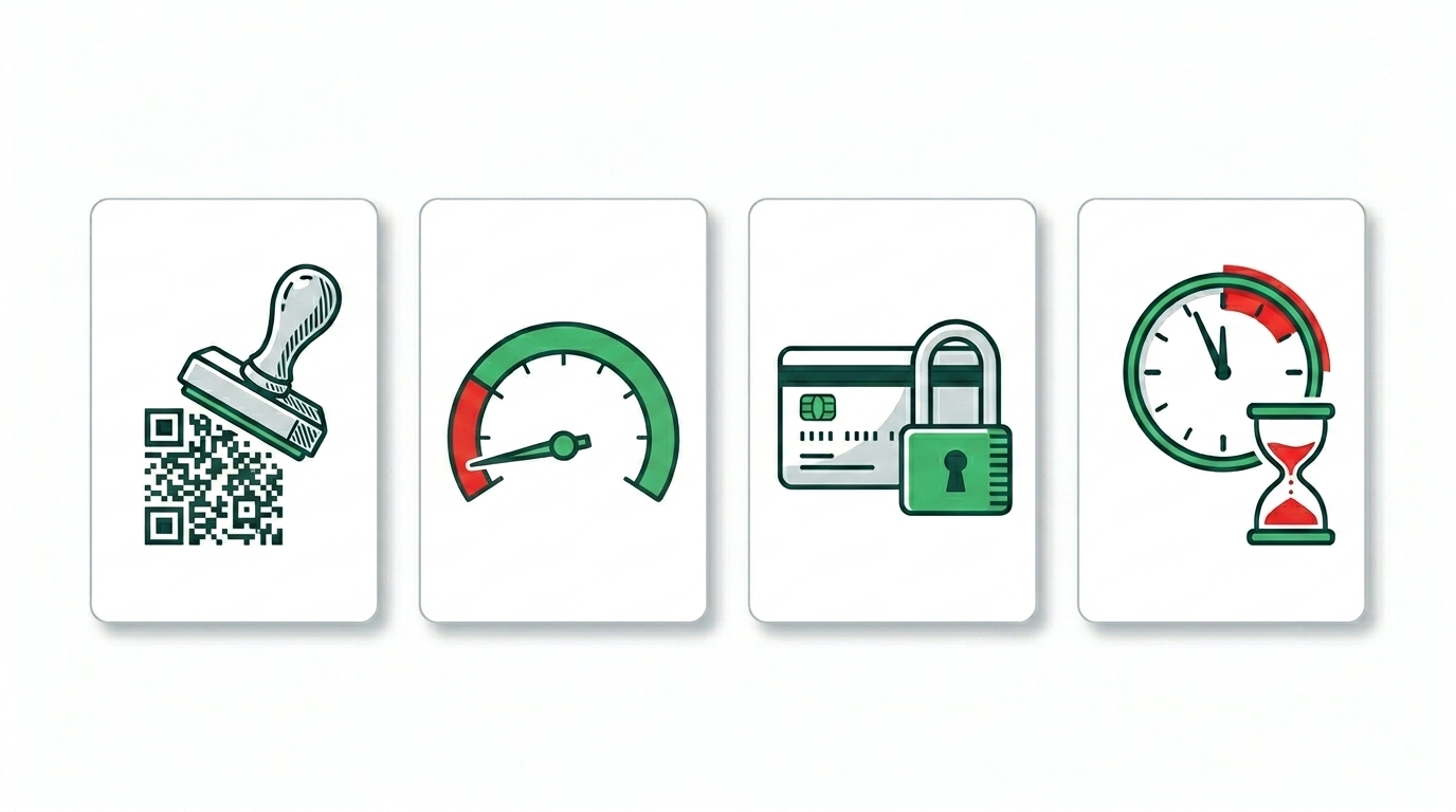 Four icons showing the hidden costs of free QR code