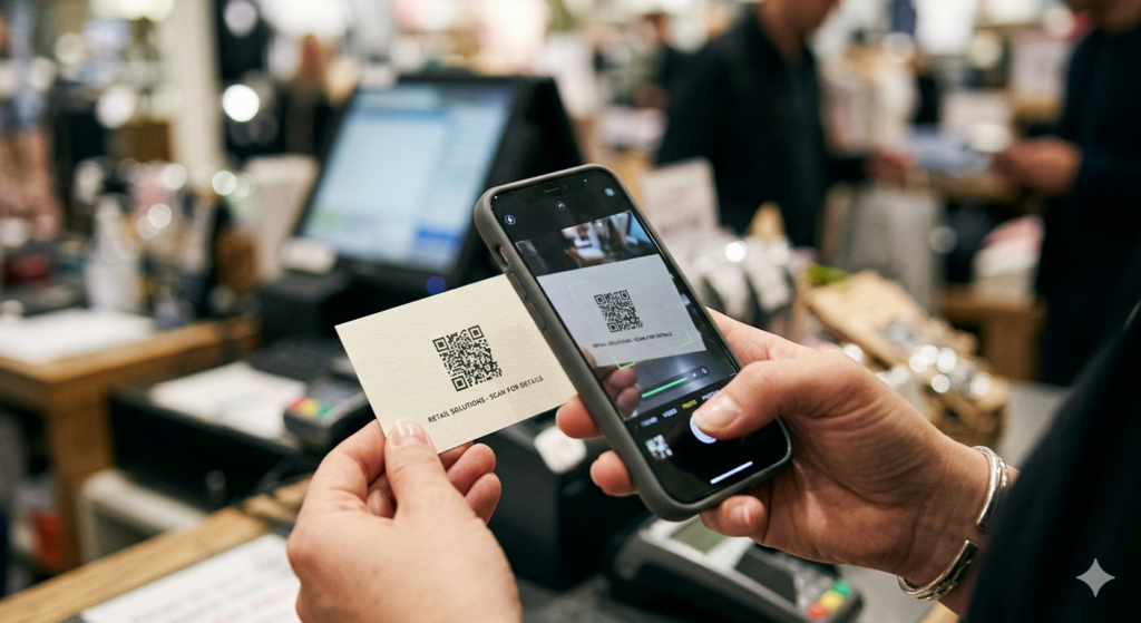 QR code printed on a business card